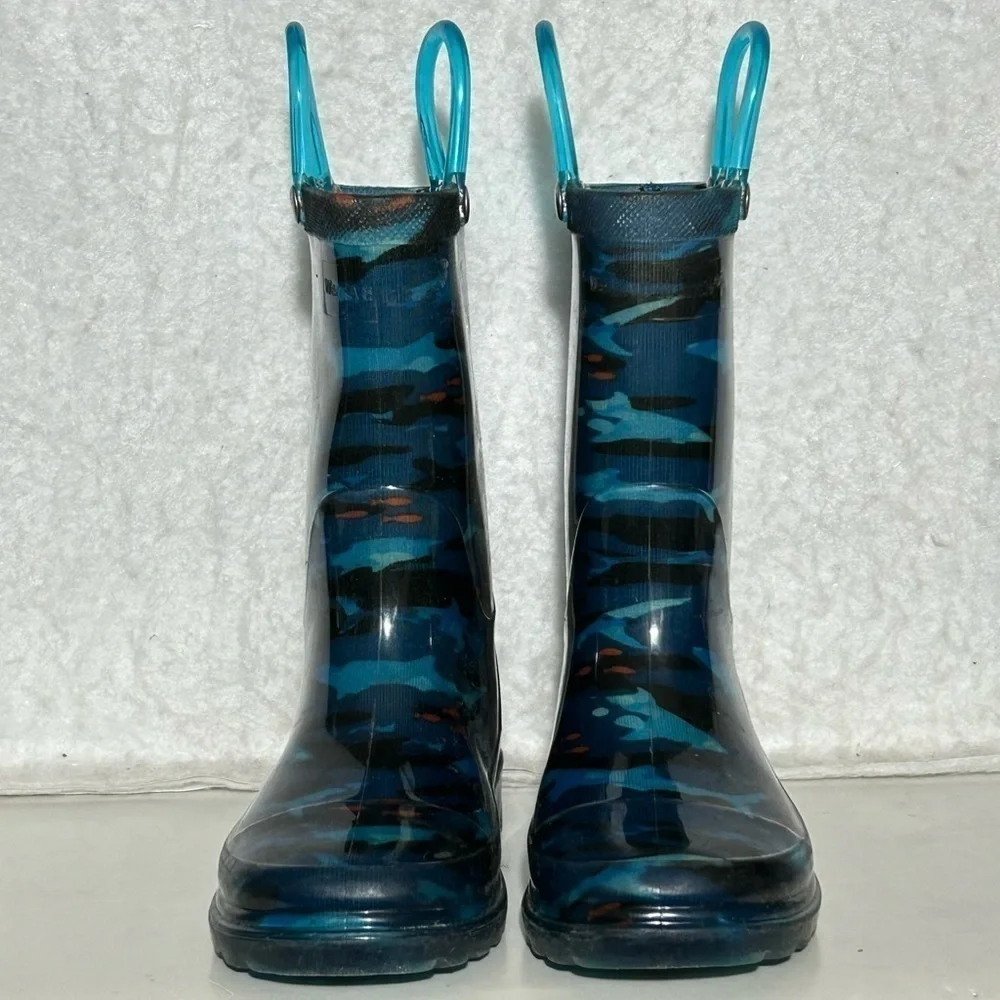 Western Chief Little Kids Camo Shark Waterproof w/Lights Rain Boots SZ US 9
